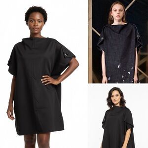 RARE MM6 MAISON MARGIELA Black Denim Dress with Grommets